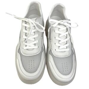 Stuart Weitzman  Sneaker Womens 7 White Leather Platform Shoes Quiet Luxury
